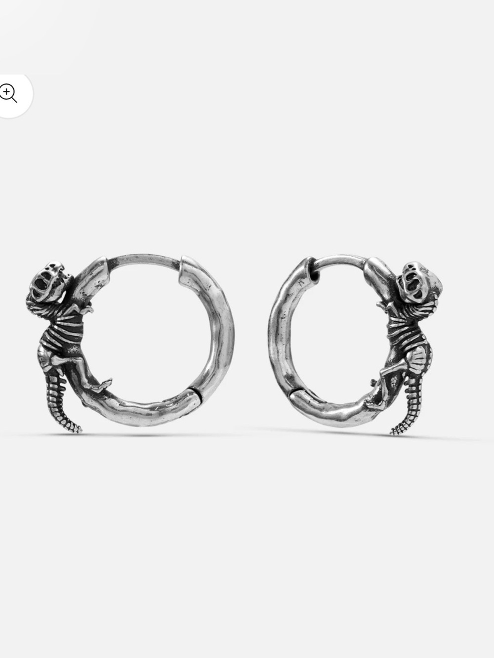 New Punk Youth Dinosaur Earrings - Silver